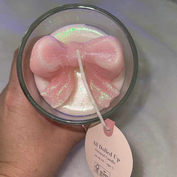 NEW Sincerely Jules Home Pink glitter Bow Christmas 3D Candle - Picture 6 of 10